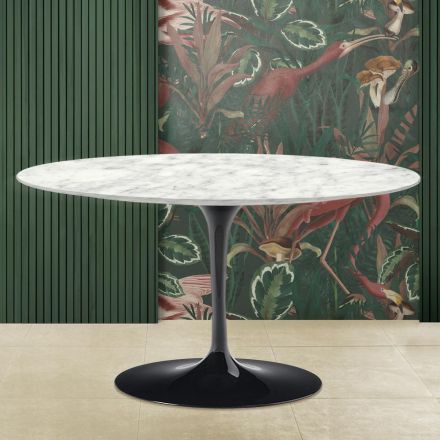 Tulip Saarinen H 41 Oval Sofabord i Carrara Marmor Made in Italy - Scarlet Viadurini