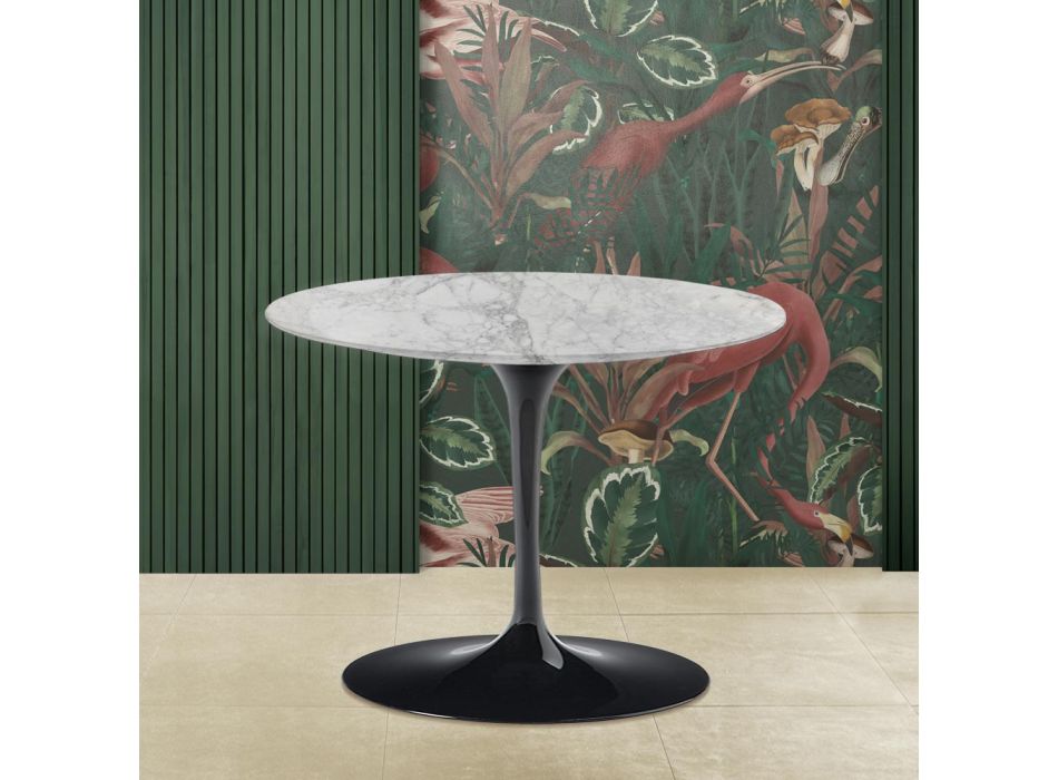 Tulip Saarinen H 41 rundt sofabord med Arabescato marmorplade lavet i Italien - Scarlet Viadurini