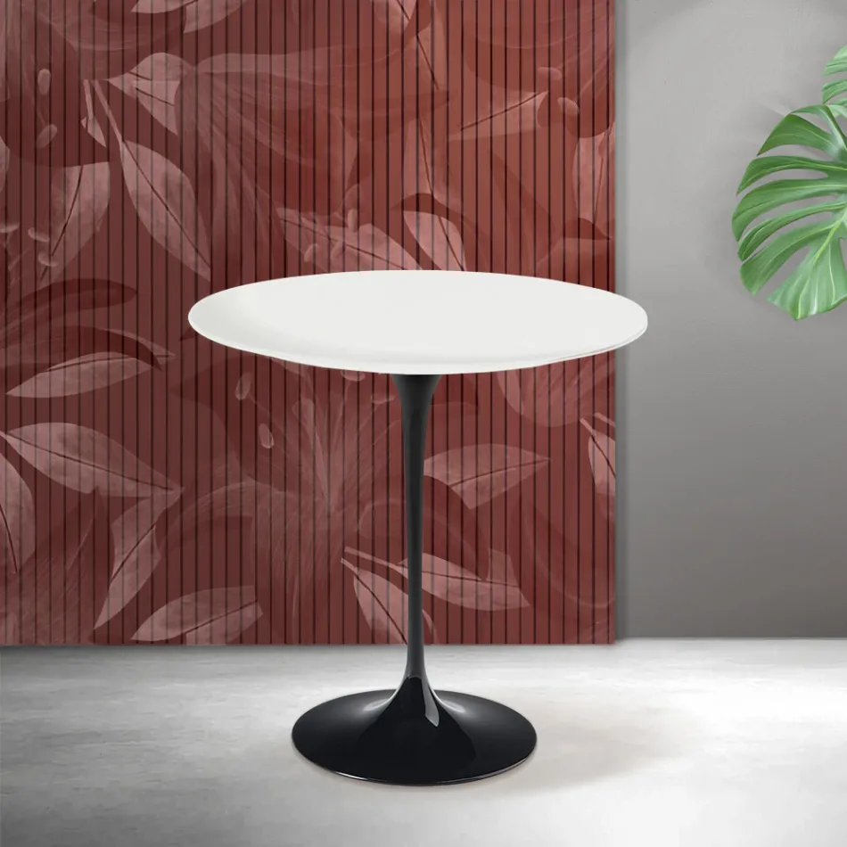 Saarinen Tulip sofabord H 52 cm i mat hvid Florim keramik - skarlagenrød Viadurini
