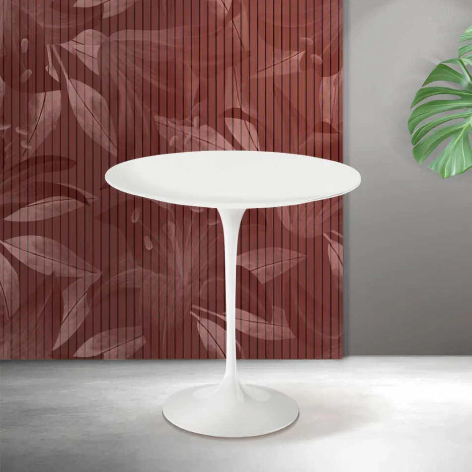 Saarinen Tulip sofabord H 52 cm i mat hvid Florim keramik - skarlagenrød Viadurini