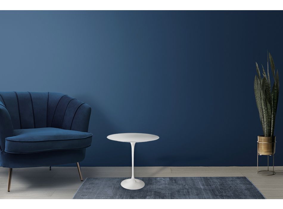 Tulip Saarinen sofabord H 52 med oval plade i hvid flydende laminat Made in Italy - Scarlet Viadurini