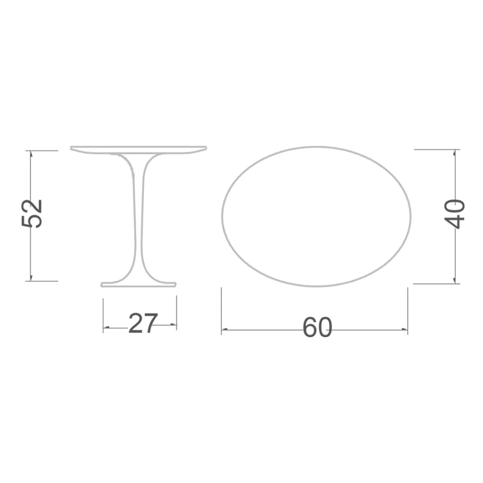 Tulip Saarinen sofabord H 52 med oval plade i hvid flydende laminat Made in Italy - Scarlet Viadurini