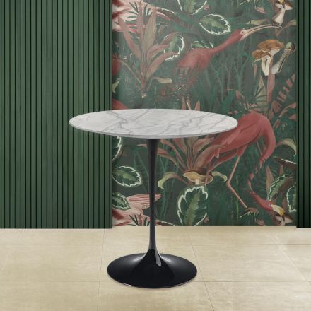 Tulip Saarinen H 52 Oval Sofabord i Carrara Statuarietto Marble Made in Italy - Scarlet Viadurini
