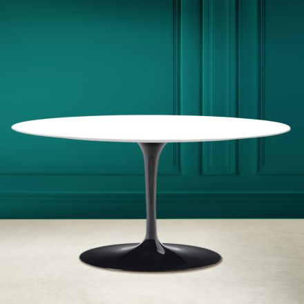 Tulip Saarinen Oval Sofabord H 41 i Absolut hvid Made in Italy - Scarlet Viadurini