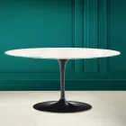 Tulip Saarinen Oval Sofabord H 41 i Diamantcreme Keramik Made in Italy - Scarlet Viadurini