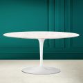 Tulip Saarinen Oval Sofabord H 41 i Diamantcreme Keramik Made in Italy - Scarlet