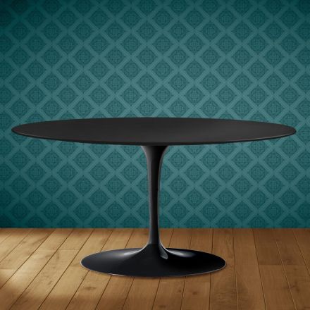 Saarinen Tulip sofabord, ovalt, H 41 cm, Domoos keramik, fremstillet i Italien - skarlagenrød Viadurini