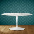 Saarinen Tulip sofabord, ovalt, H 41 cm, blank keramik, fremstillet i Italien - skarlagenrød Viadurini