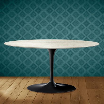 Saarinen Tulip sofabord, ovalt, H 41 cm, Marmorio keramik, fremstillet i Italien - skarlagenrød Viadurini
