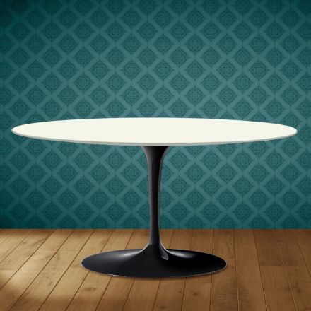 Saarinen Tulip sofabord, ovalt, H 41 cm, Moonè keramik, fremstillet i Italien - skarlagenrød Viadurini