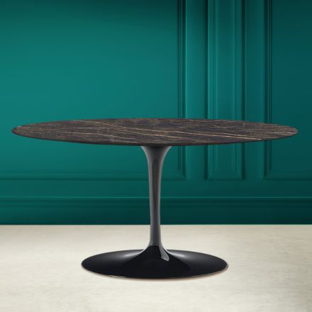 Tulip Saarinen Oval Sofabord H 41 i Noir Desire Keramik Made in Italy - Scarlet Viadurini