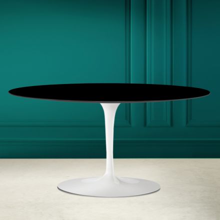 Tulip Saarinen Oval Sofabord H 41 i Absolut Sort Made in Italy - Scarlet Viadurini