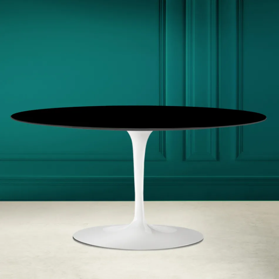 Tulip Saarinen Oval Sofabord H 41 i Absolut Sort Made in Italy - Scarlet Viadurini