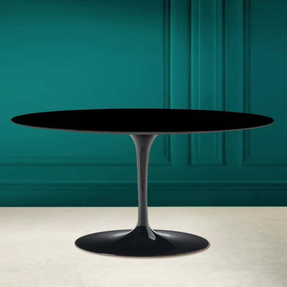 Tulip Saarinen Oval Sofabord H 41 i Absolut Sort Made in Italy - Scarlet Viadurini