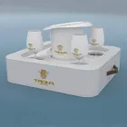 Sofabord - Floating bakke design imiteret læder nautiske Trona Viadurini