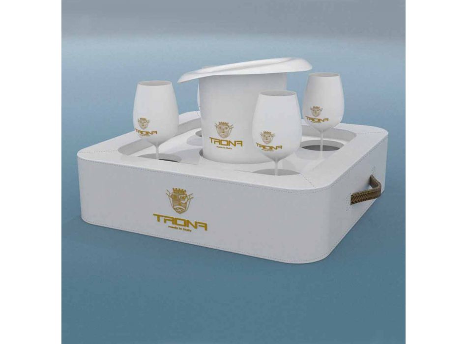 Sofabord - Floating bakke design imiteret læder nautiske Trona Viadurini