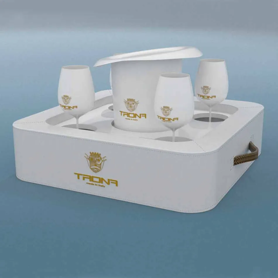 Sofabord - Floating bakke design imiteret læder nautiske Trona Viadurini