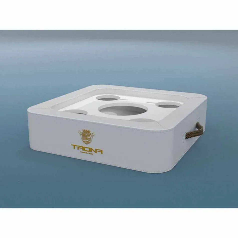 Sofabord - Floating bakke design imiteret læder nautiske Trona Viadurini