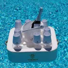 Sofabord - flydende bakke i nautisk miljølæder og Trona plexiglas Viadurini