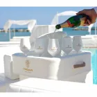 Sofabord - flydende bakke af imiteret læder og plexiglas nautiske Trona Viadurini