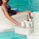 Sofabord - flydende bakke af imiteret læder og plexiglas nautiske Trona Viadurini