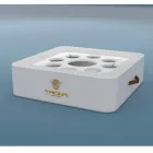 Sofabord - flydende bakke af imiteret læder og plexiglas nautiske Trona Viadurini