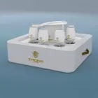 Sofabord - flydende bakke af imiteret læder og plexiglas nautiske Trona Viadurini