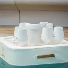 Sofabord - flydende bakke i nautisk miljølæder og Trona plexiglas Viadurini