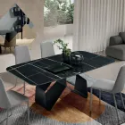 210x110 cm bord med marmorlignende keramikplade og metalfod - Adriano Viadurini