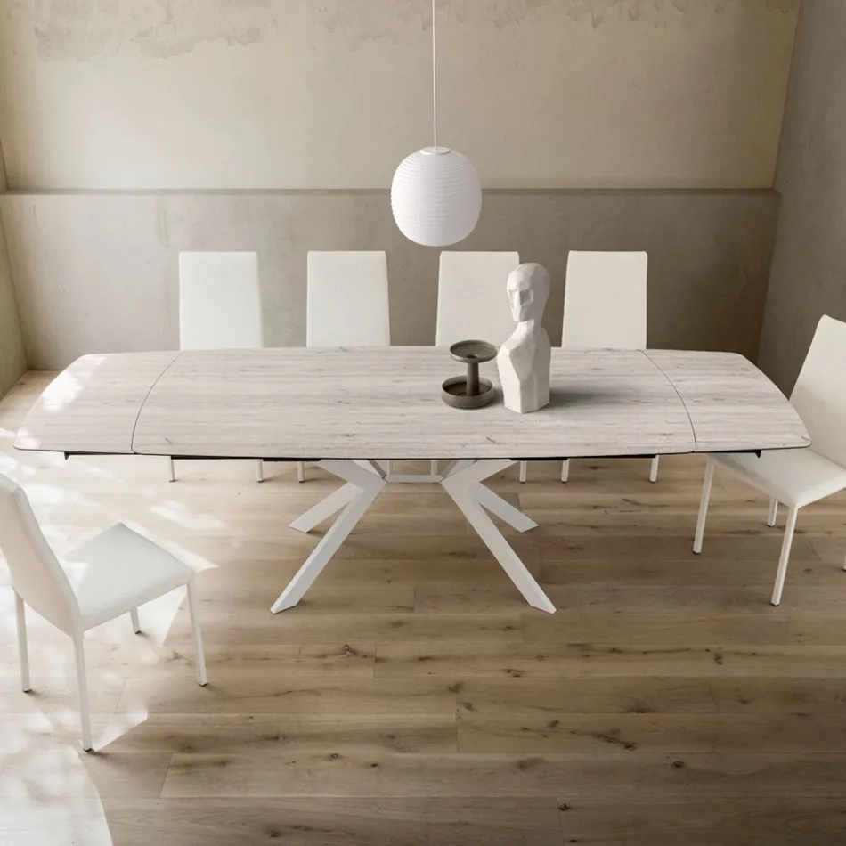 Udtrækkeligt tøndebord til 240 eller 280 cm i HPL og metal - Til stede Viadurini