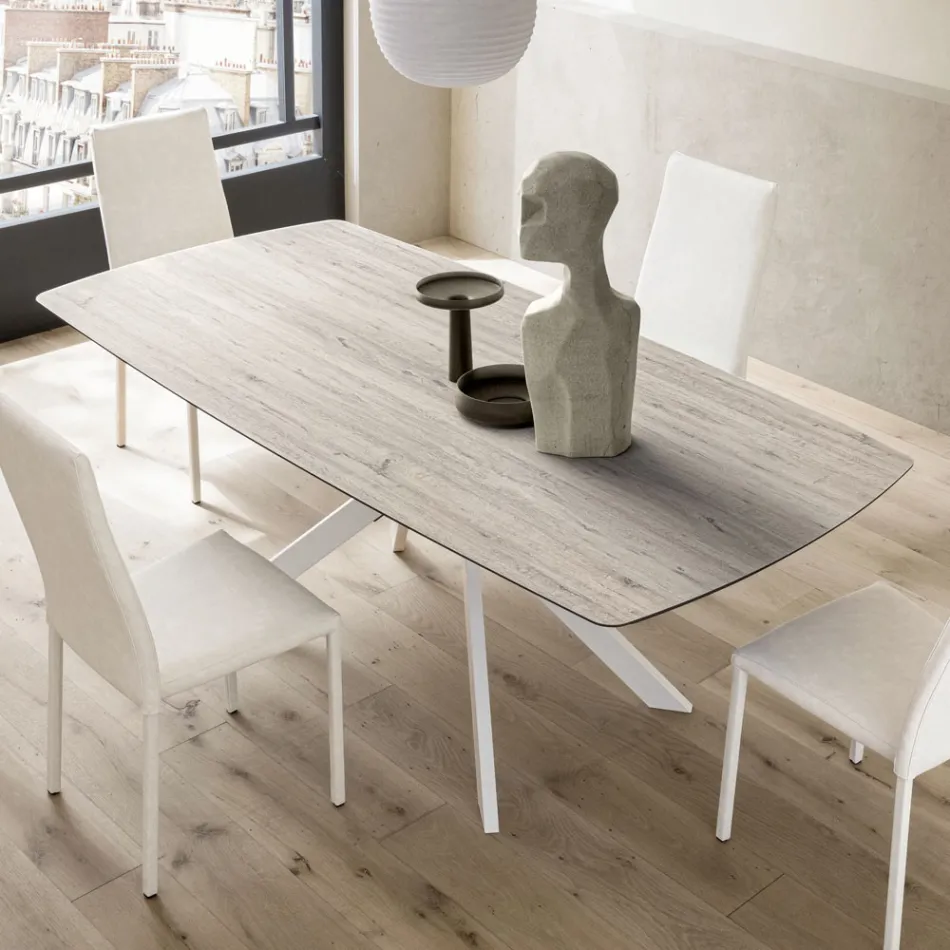 Udtrækkeligt tøndebord til 240 eller 280 cm i HPL og metal - Nuværende Viadurini