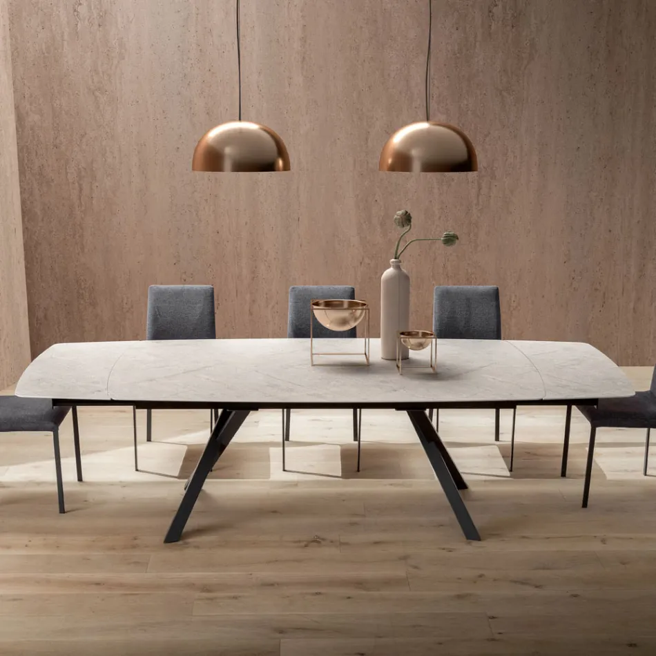 Udtrækkeligt tøndebord til 240 eller 280 cm i lagdelt HPL - Dialogo Viadurini