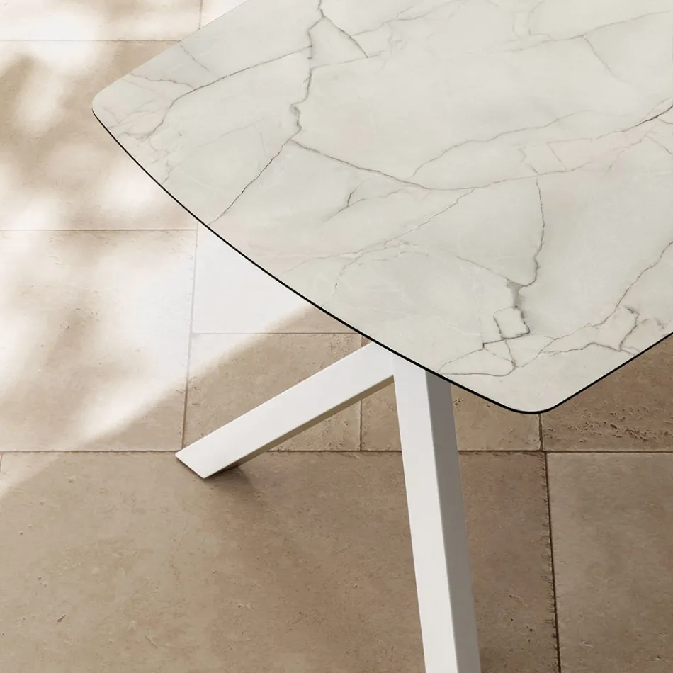 Udtrækkeligt tøndebord til 240 eller 280 cm i lagdelt HPL - Dialogo Viadurini