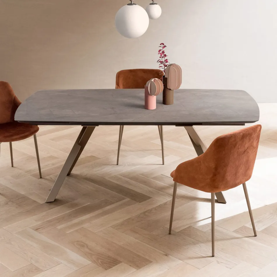 Udtrækkeligt tøndebord til 240 eller 280 cm i lagdelt HPL - Dialogo Viadurini