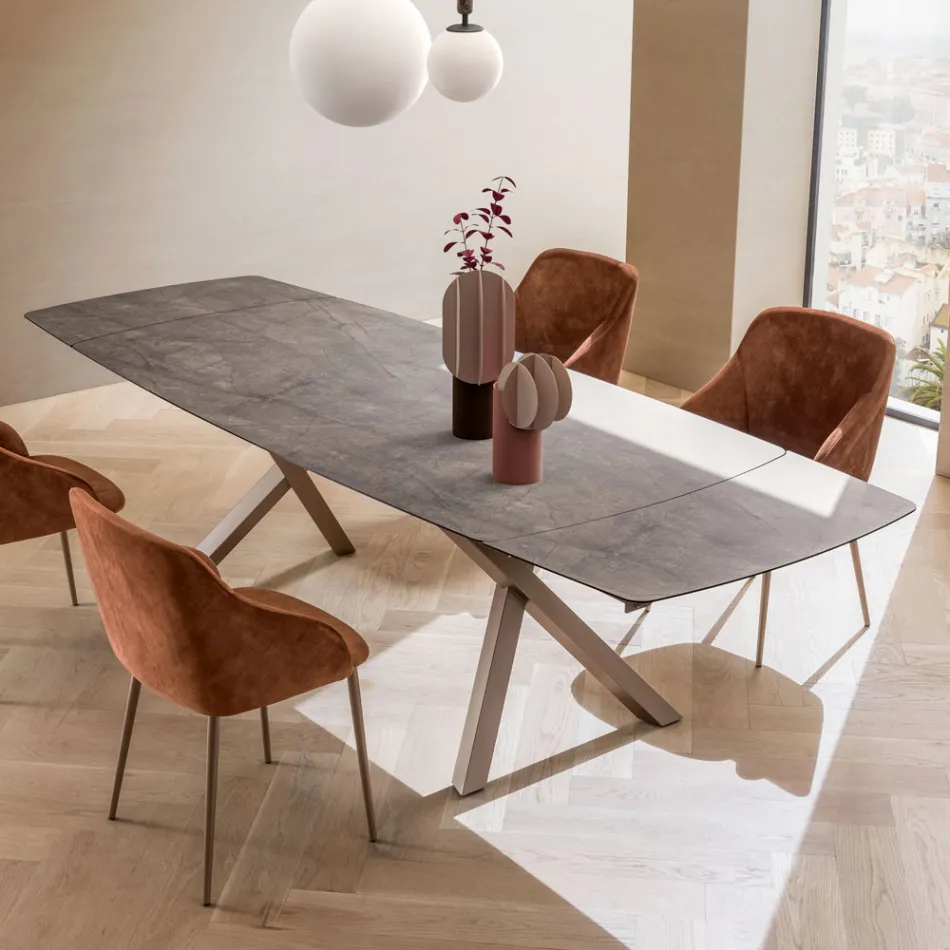 Udtrækkeligt tøndebord til 240 eller 280 cm i lagdelt HPL - Dialogo Viadurini