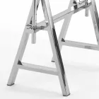 stål / glas højdejusterbar tabel (L190xH72 / 74 / 78xP90cm) Cristal Viadurini