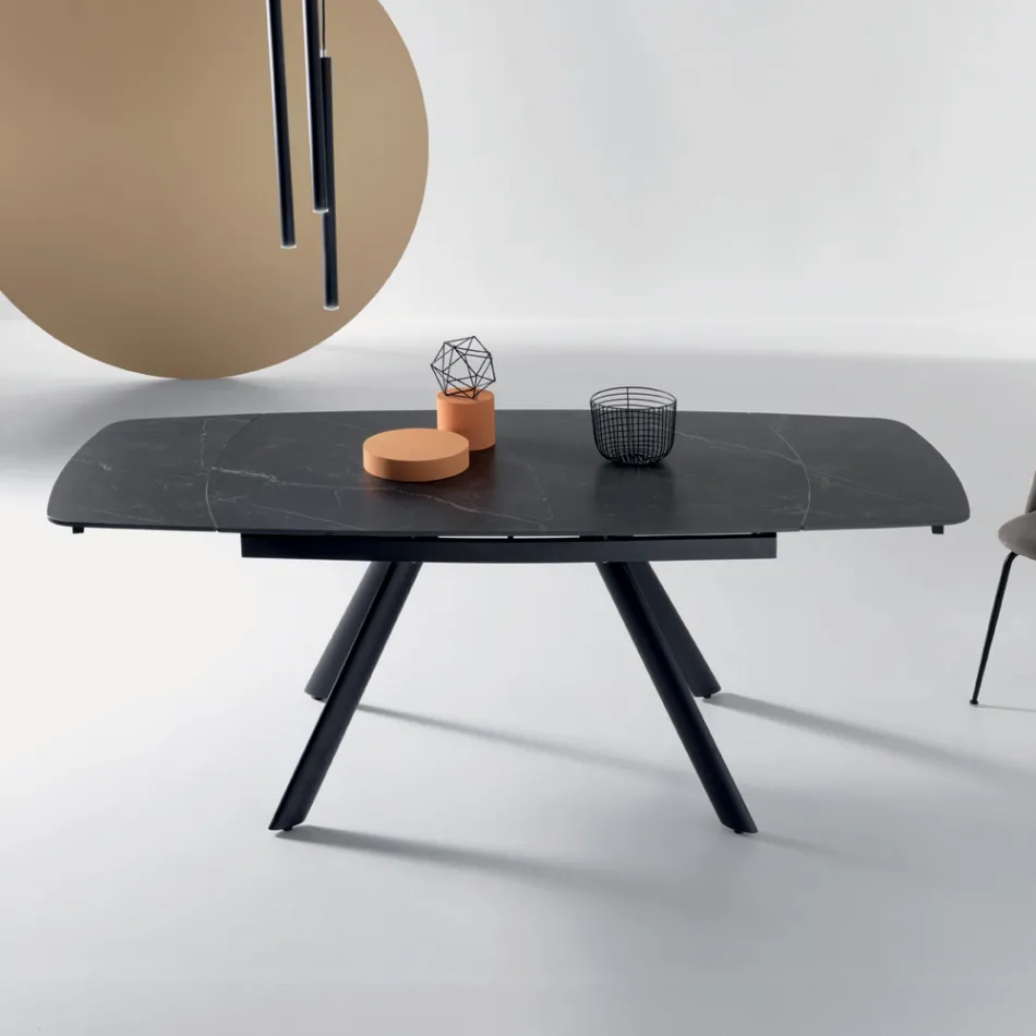 Udtræksbord 140/210x90 cm i sintret sten med marmoreffekt - Atrium Viadurini