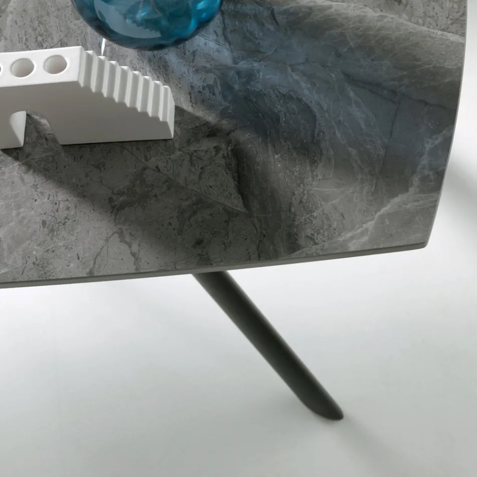 Udtræksbord 140/210x90 cm i sintret sten med marmoreffekt - Atrium Viadurini