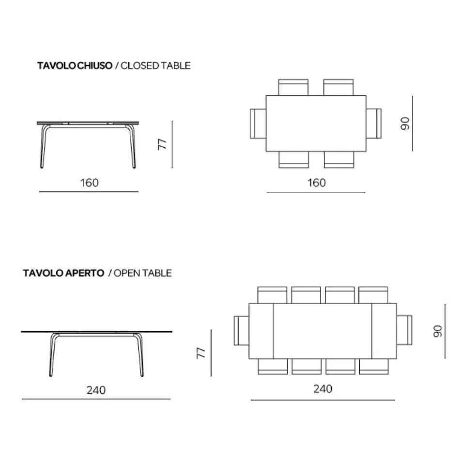 Udtræksbord 160/240x90 cm i sintret sten med marmoreffekt - Samus Viadurini
