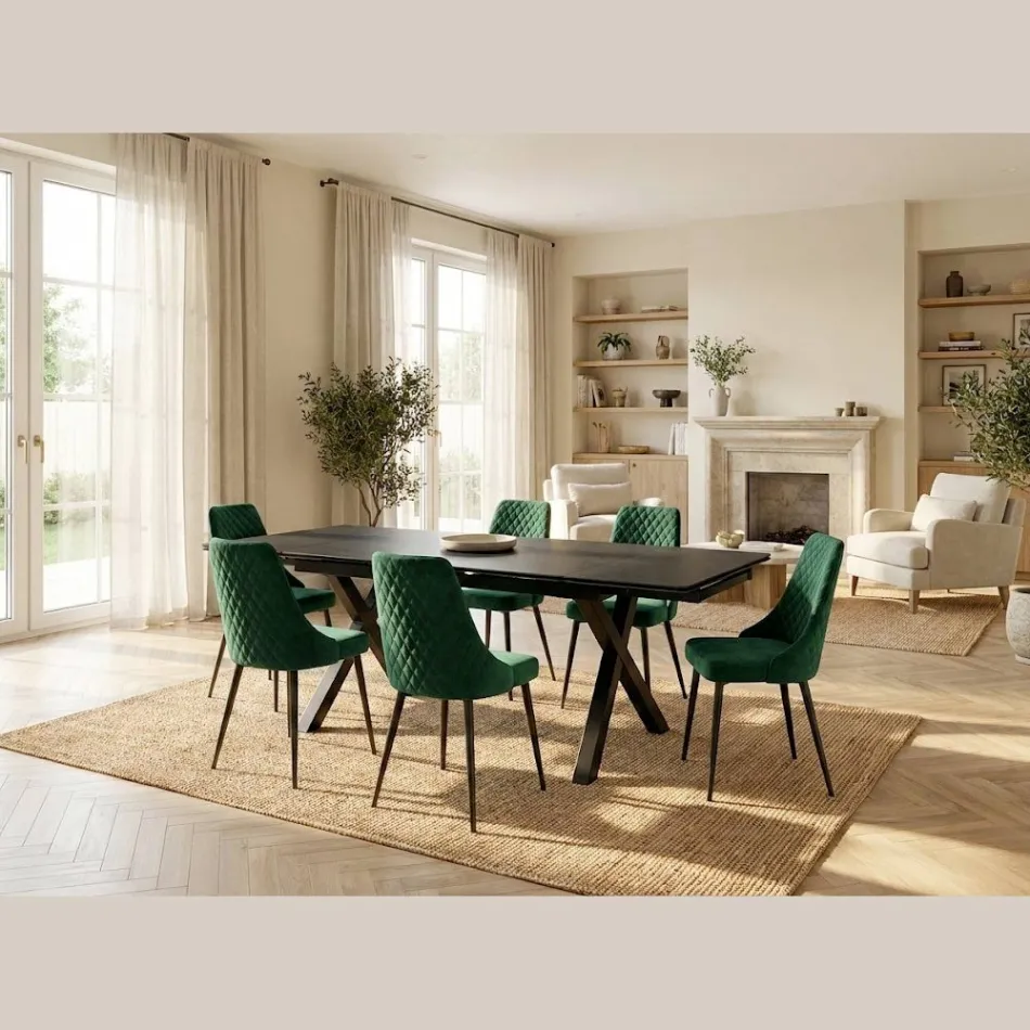 Udtrækkeligt bord 160/240x90 cm lavet af glaskeramik - Master Viadurini