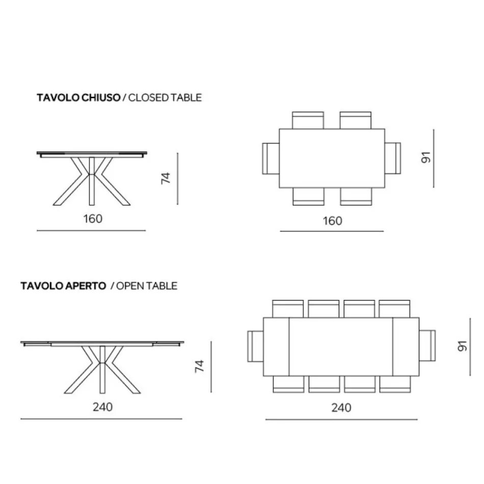 Udtræksbord 160/240x91 cm i sintret sten med marmoreffekt - Palazzo Viadurini