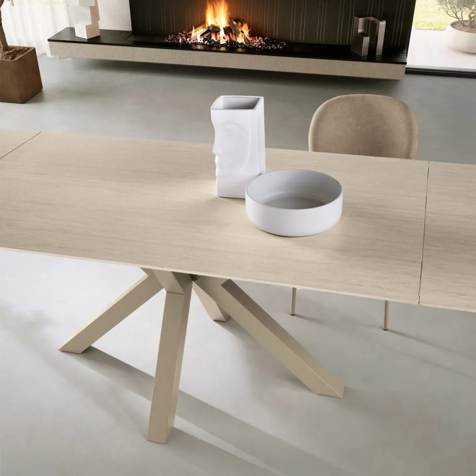 Udtræksbord 160/240x91 cm i sintret sten med marmoreffekt - Palazzo Viadurini