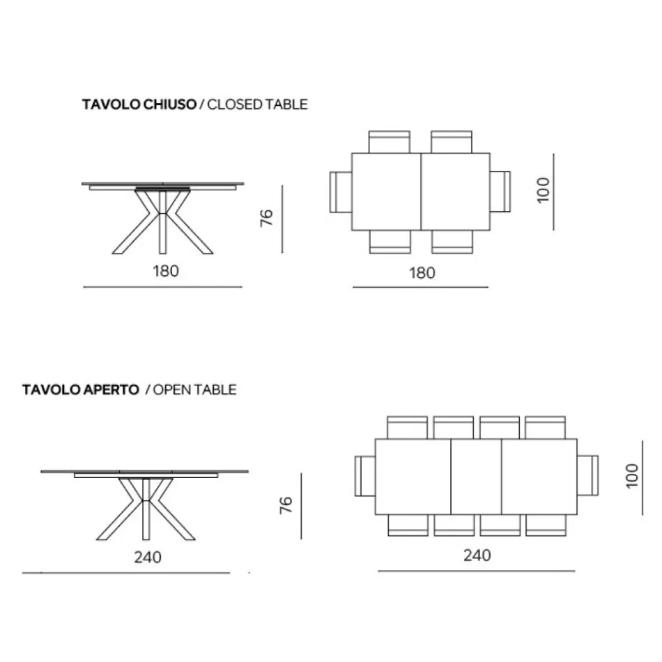 Udtræksbord 180/240x100 cm i sintret sten med marmoreffekt - Loggia Viadurini
