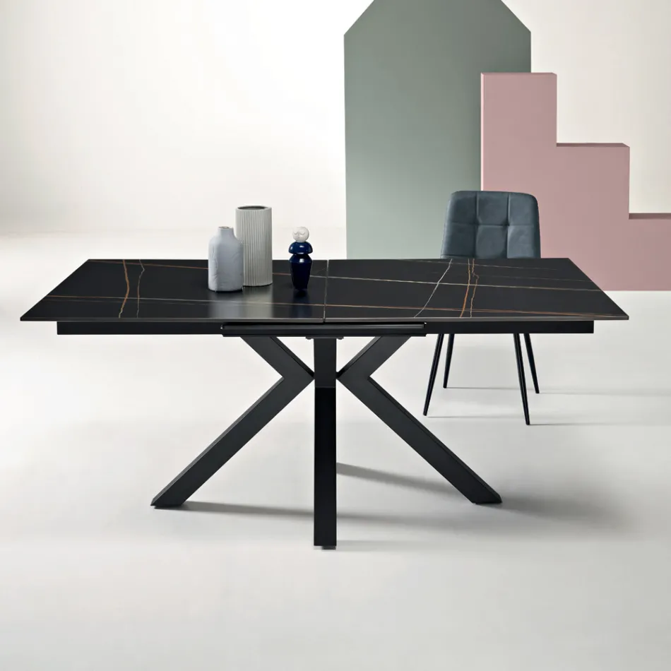 Udtræksbord 180/240x100 cm i sintret sten med marmoreffekt - Loggia Viadurini