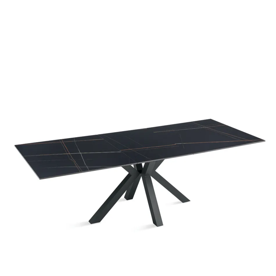 Udtræksbord 180/240x100 cm i sintret sten med marmoreffekt - Loggia Viadurini