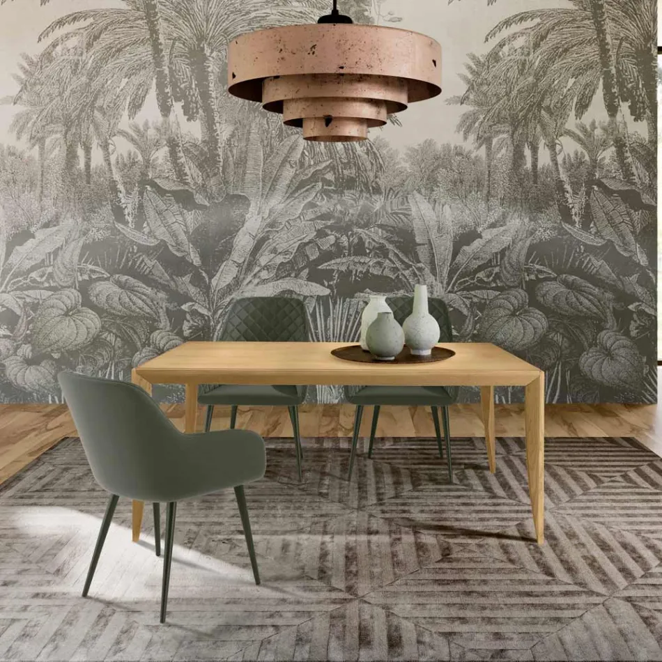 Udtrækkeligt bord fra 180 til 240 cm i asketræslameller - Modula Viadurini