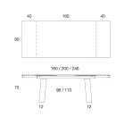 Udtrækkeligt bord 3 m blank keramisk top metalben - Papusca Viadurini