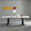 Udtrækkeligt bord 3 m blank keramisk top metalben - Papusca