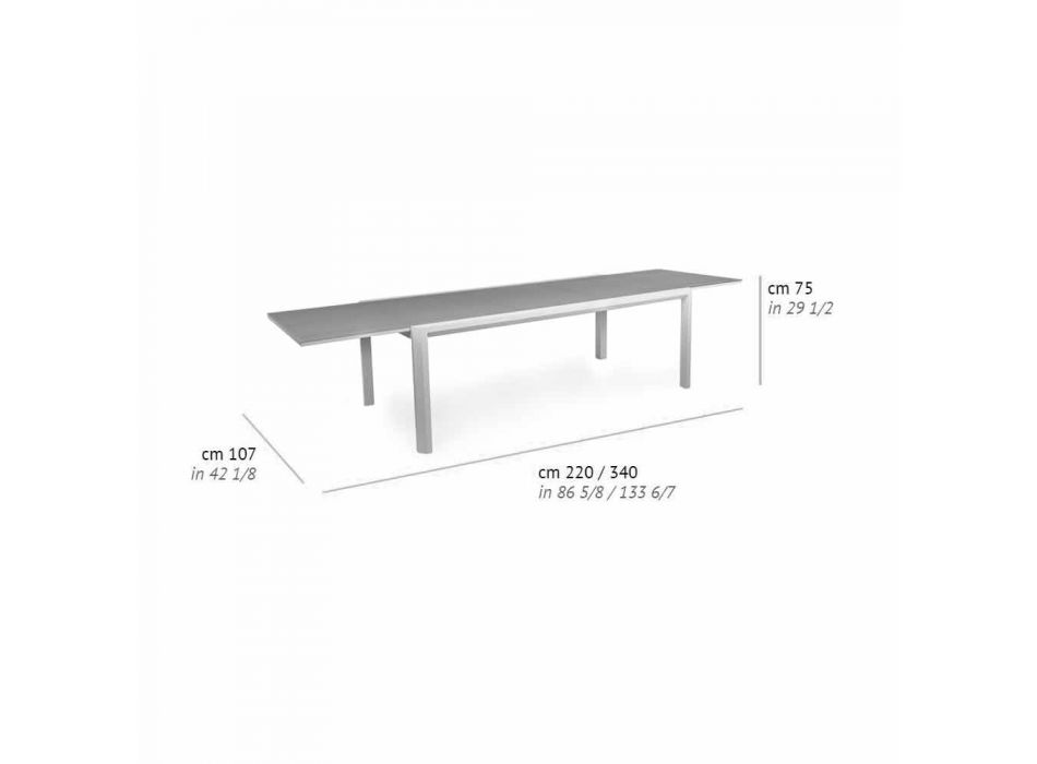 Udtrækkeligt bord 340 cm Udendørsservering i aluminium og glas eller lamineret - Julie Viadurini
