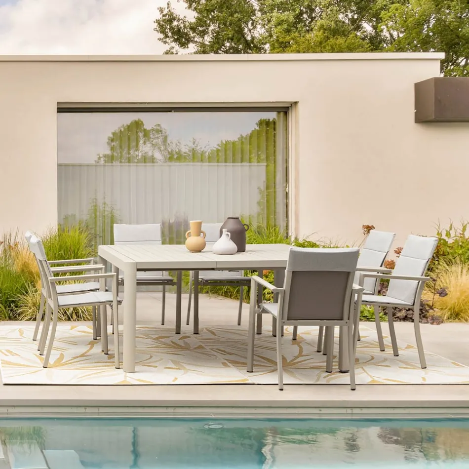 Udtrækbart bord til 149 cm i pulverlakeret aluminium - Behøves Viadurini